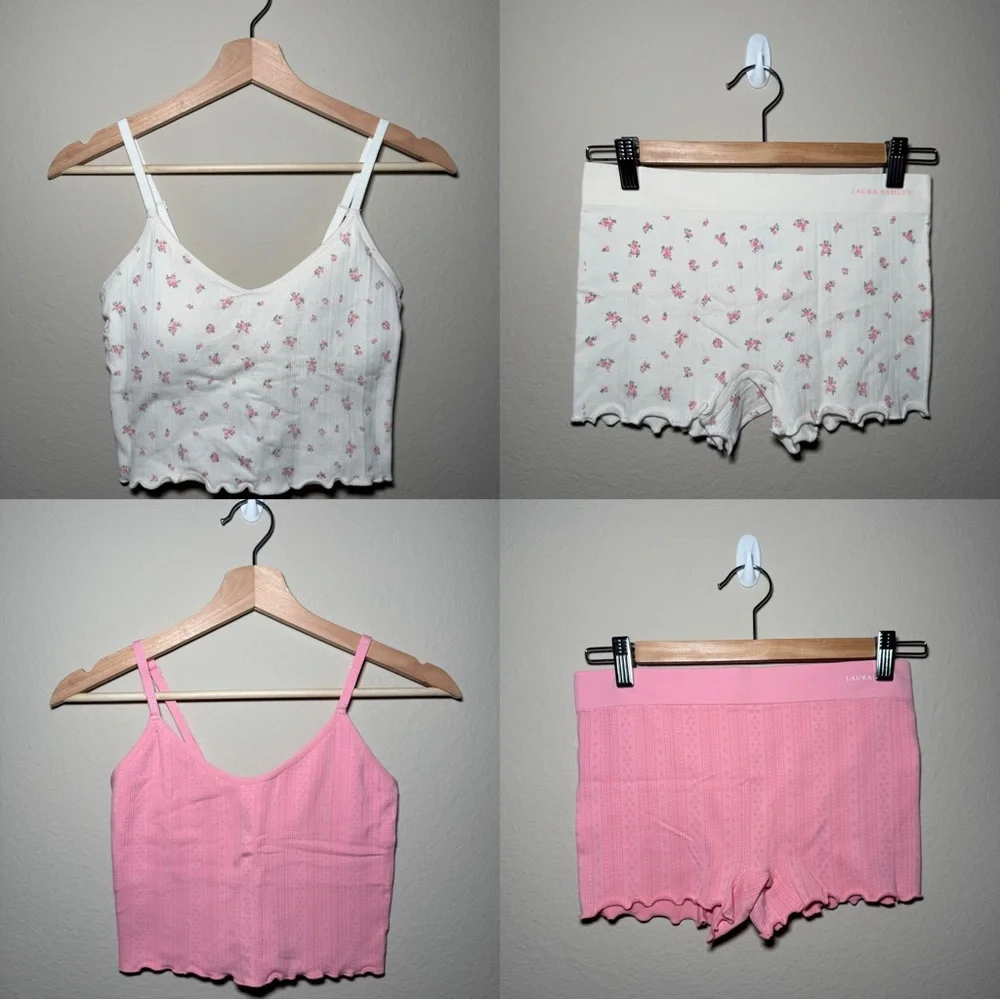 Laura Ashley Large Cami with matching shorts 4 pieces Pj Set